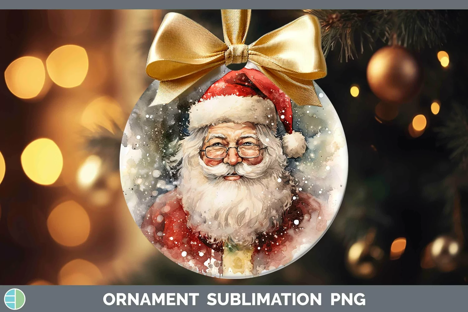 GorgeousWatercolor Christmas Ornament design.