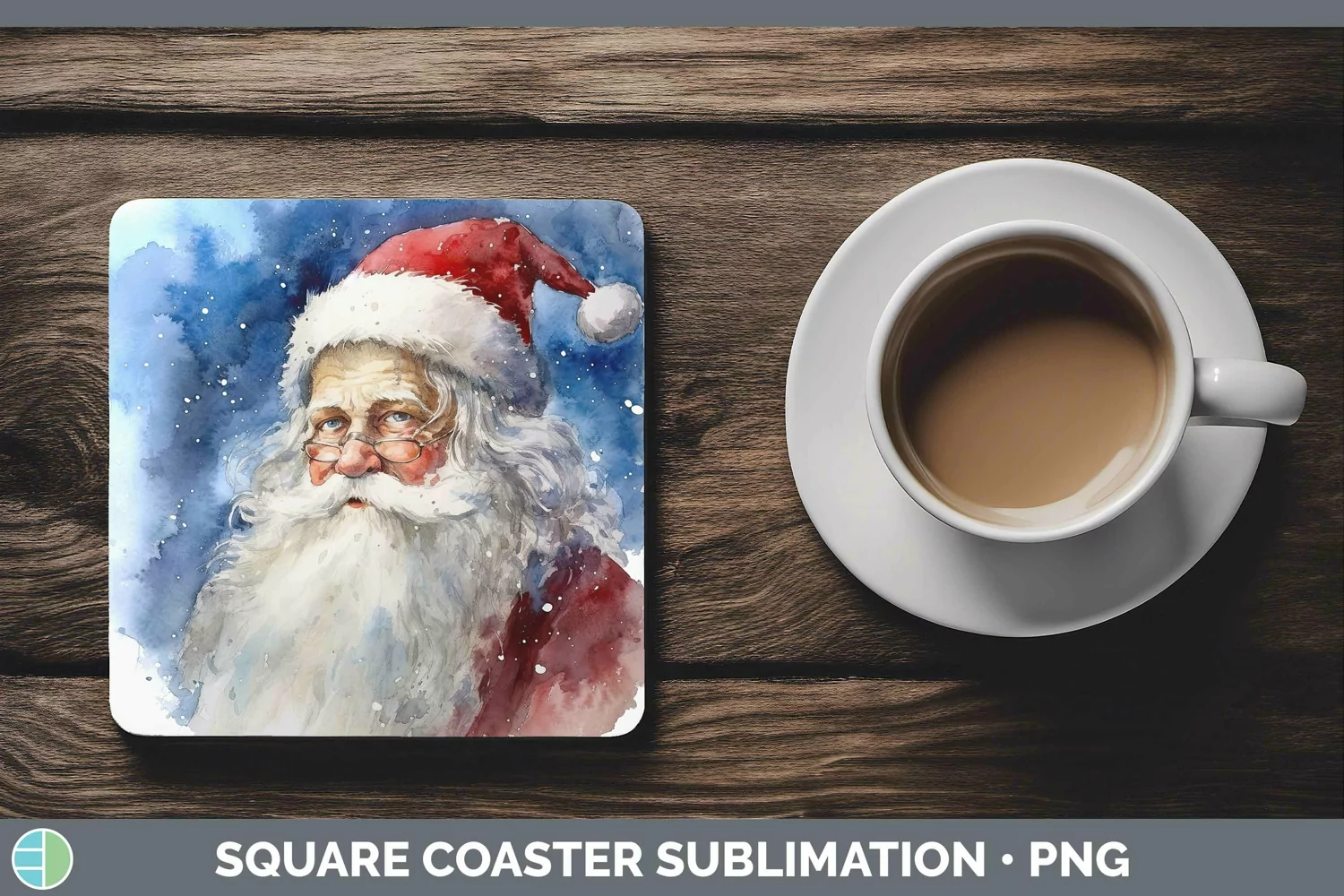 GorgeousWatercolor Christmas Square Coaster design.