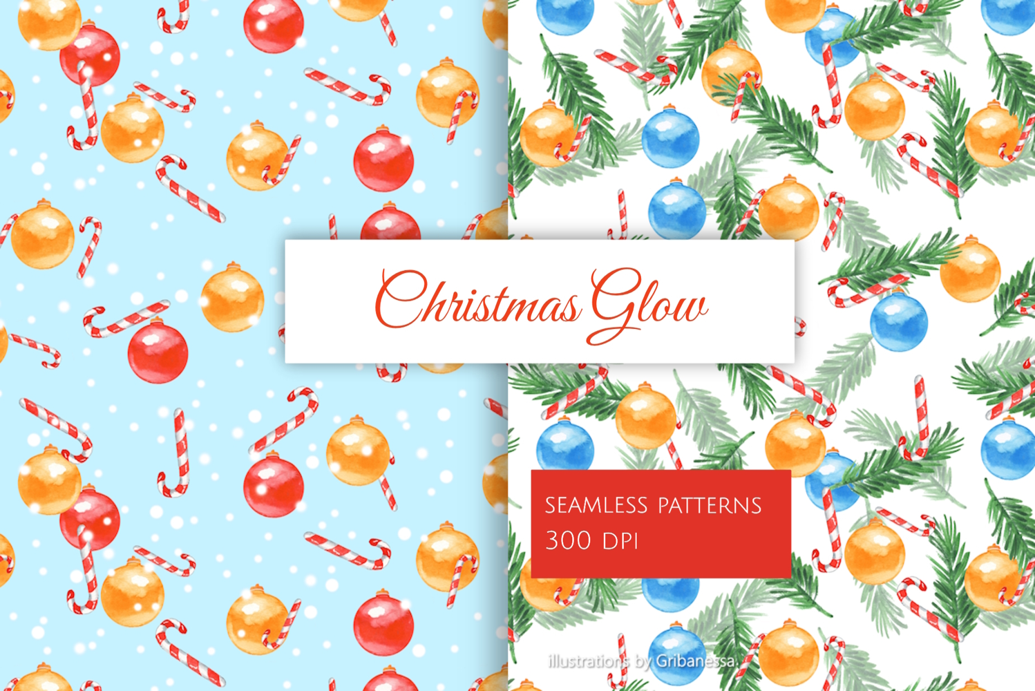Watercolor Christmas Seamless Patterns product image 1