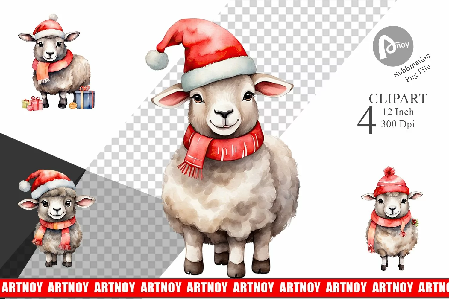 Clipart Watercolor Christmas Sheep product image 1