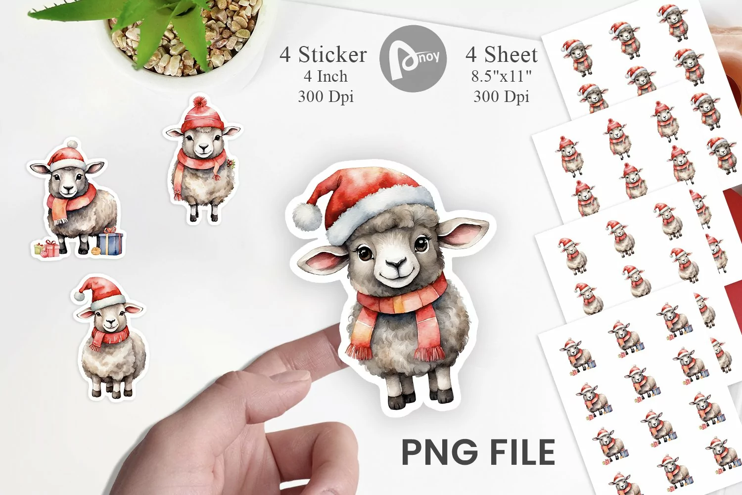 Sticker Watercolor Christmas Sheep product image 1