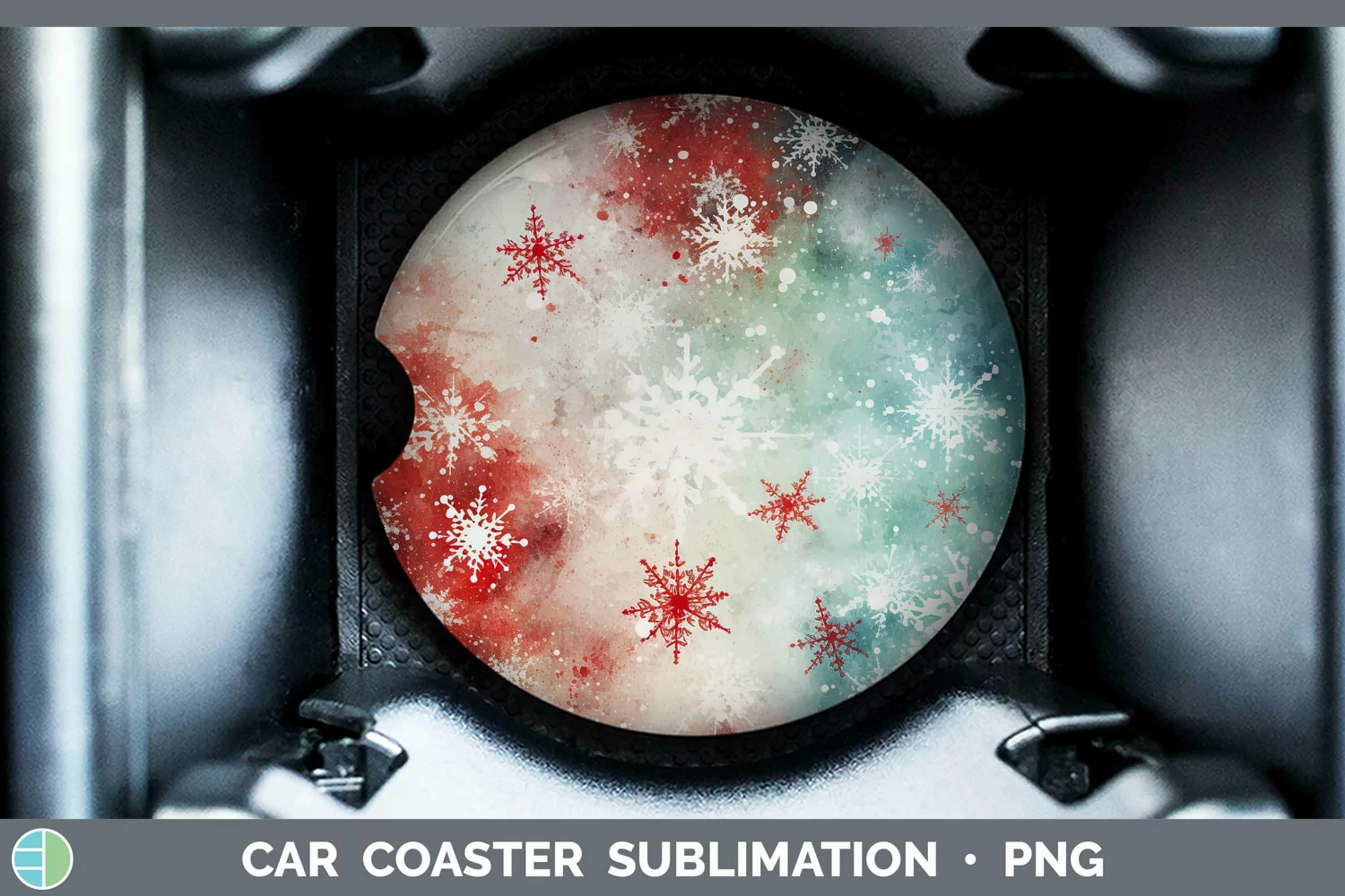 GorgeousWatercolor Christmas Car Coaster design.