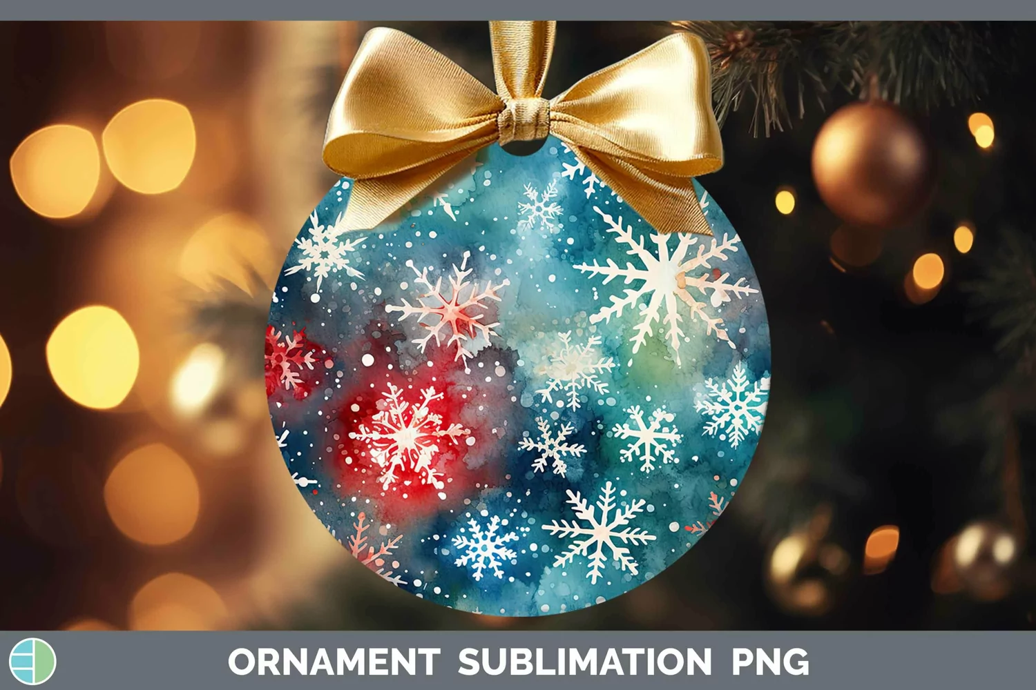 GorgeousWatercolor Christmas Ornament design.