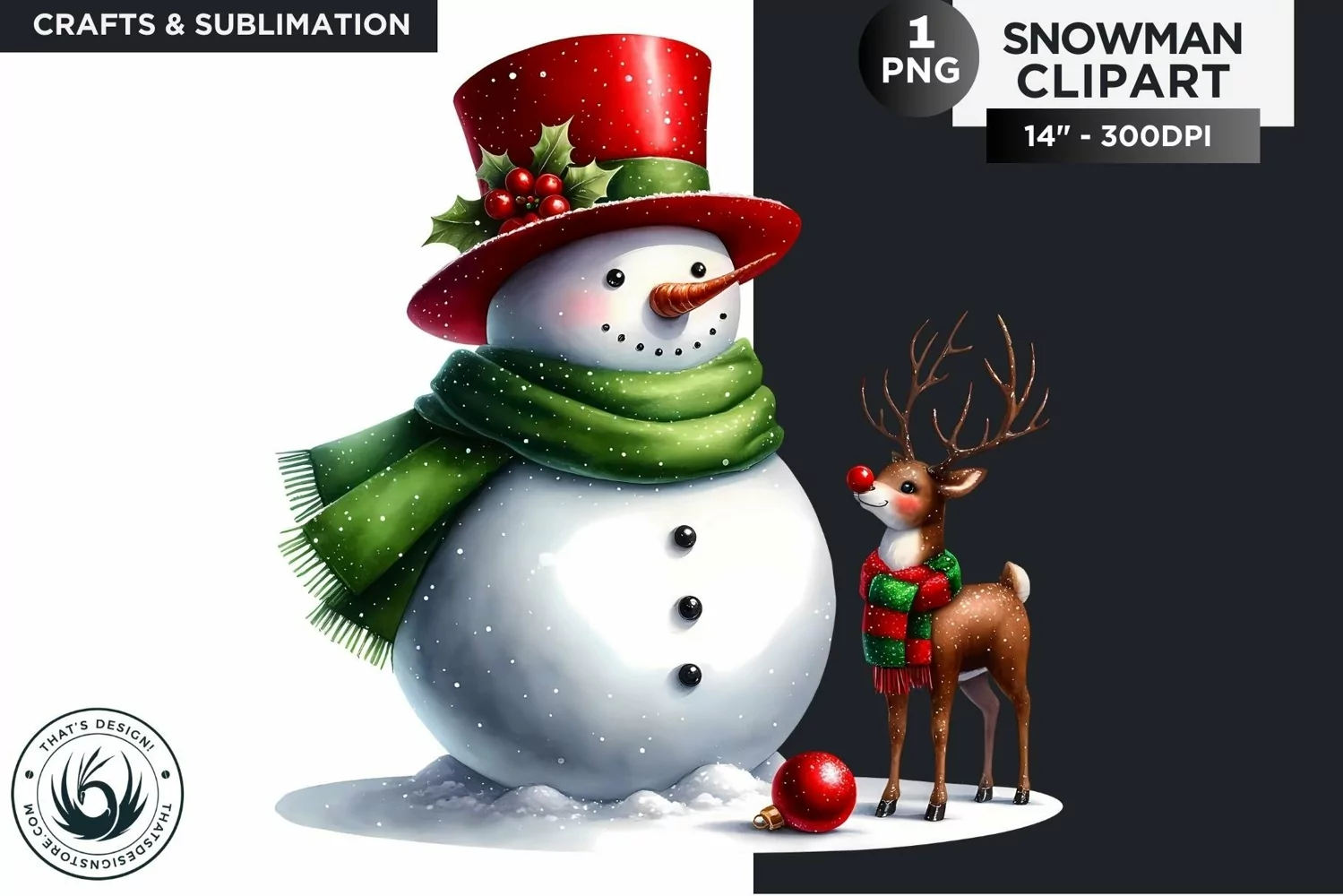 Christmas Snowman PNG Clipart product image 1