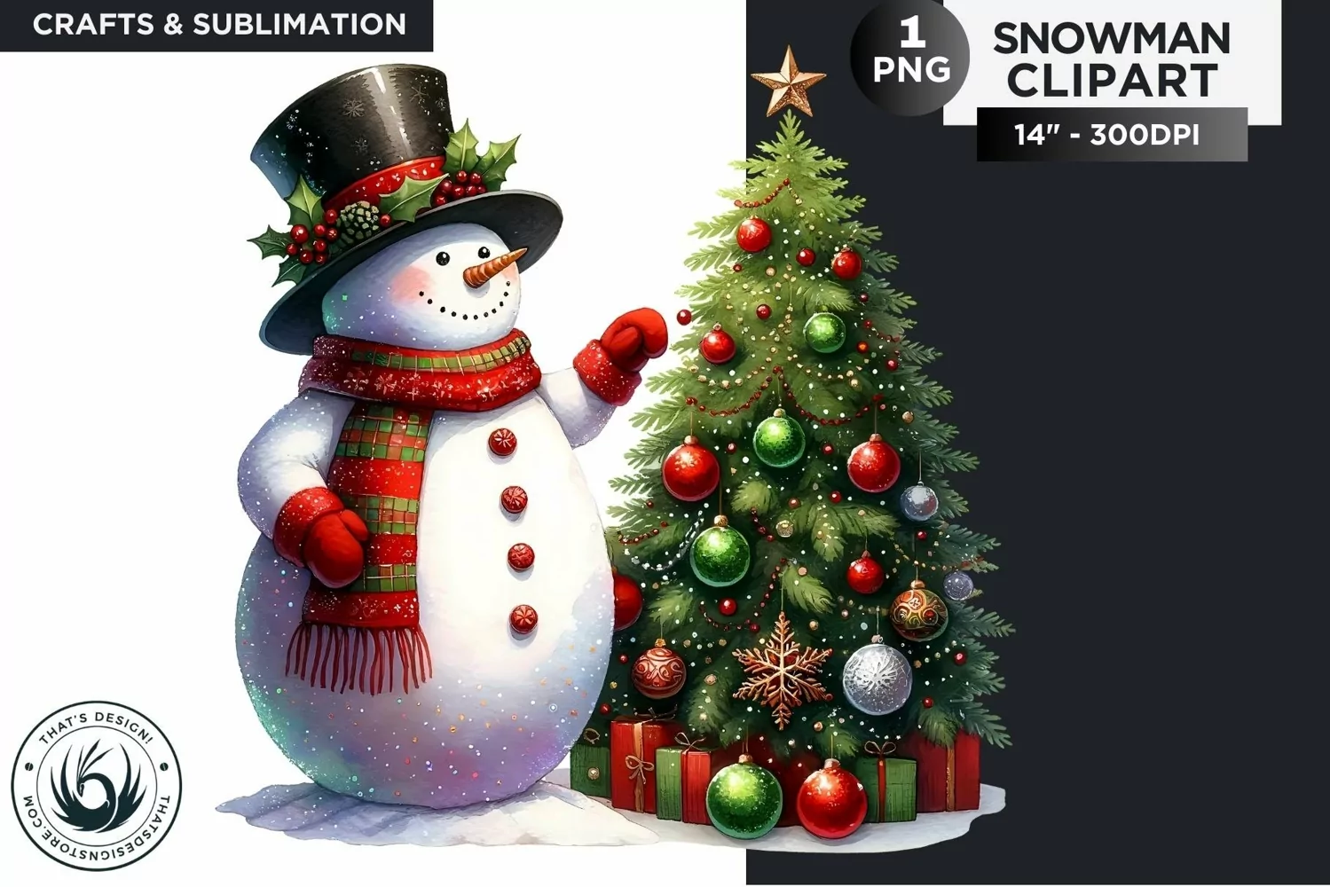 Christmas Snowman PNG Clipart product image 1