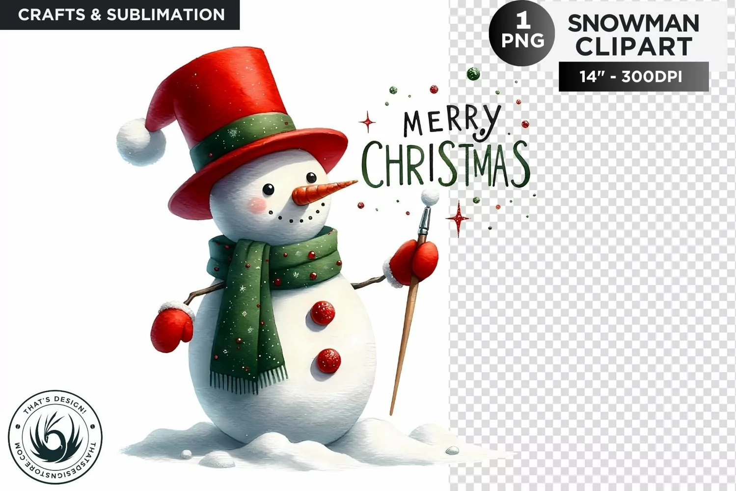 Christmas Snowman PNG Clipart product image 1