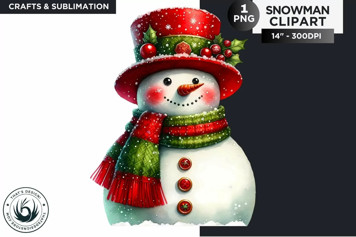 Christmas Snowman PNG Clipart product image 1