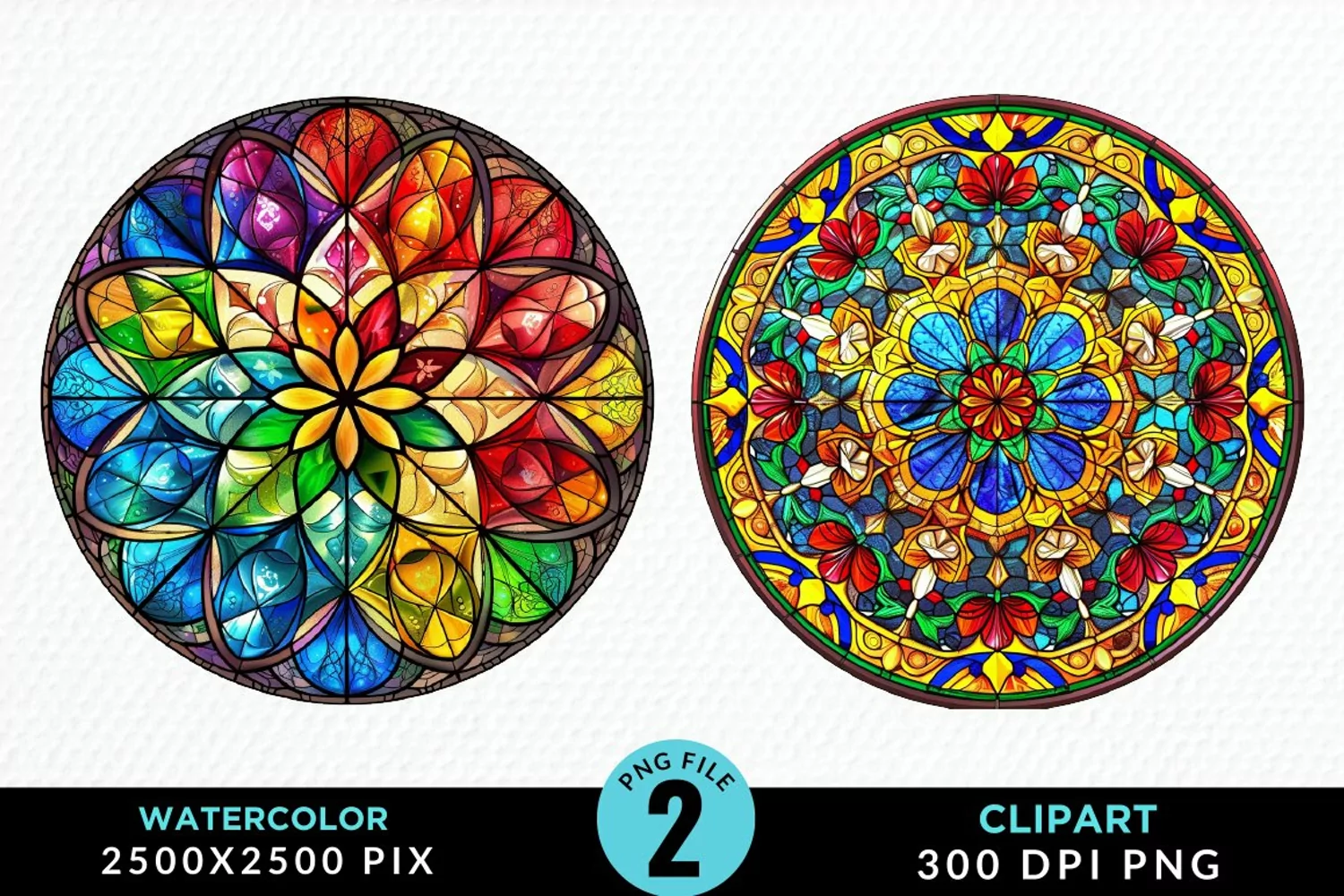 Stained Glass Christmas Illustration Clipart product image 1
