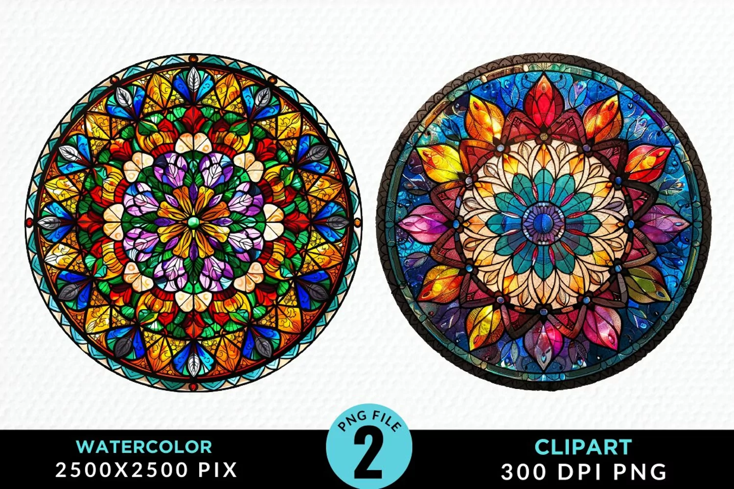 Stained Glass Christmas Illustration Clipart product image 1