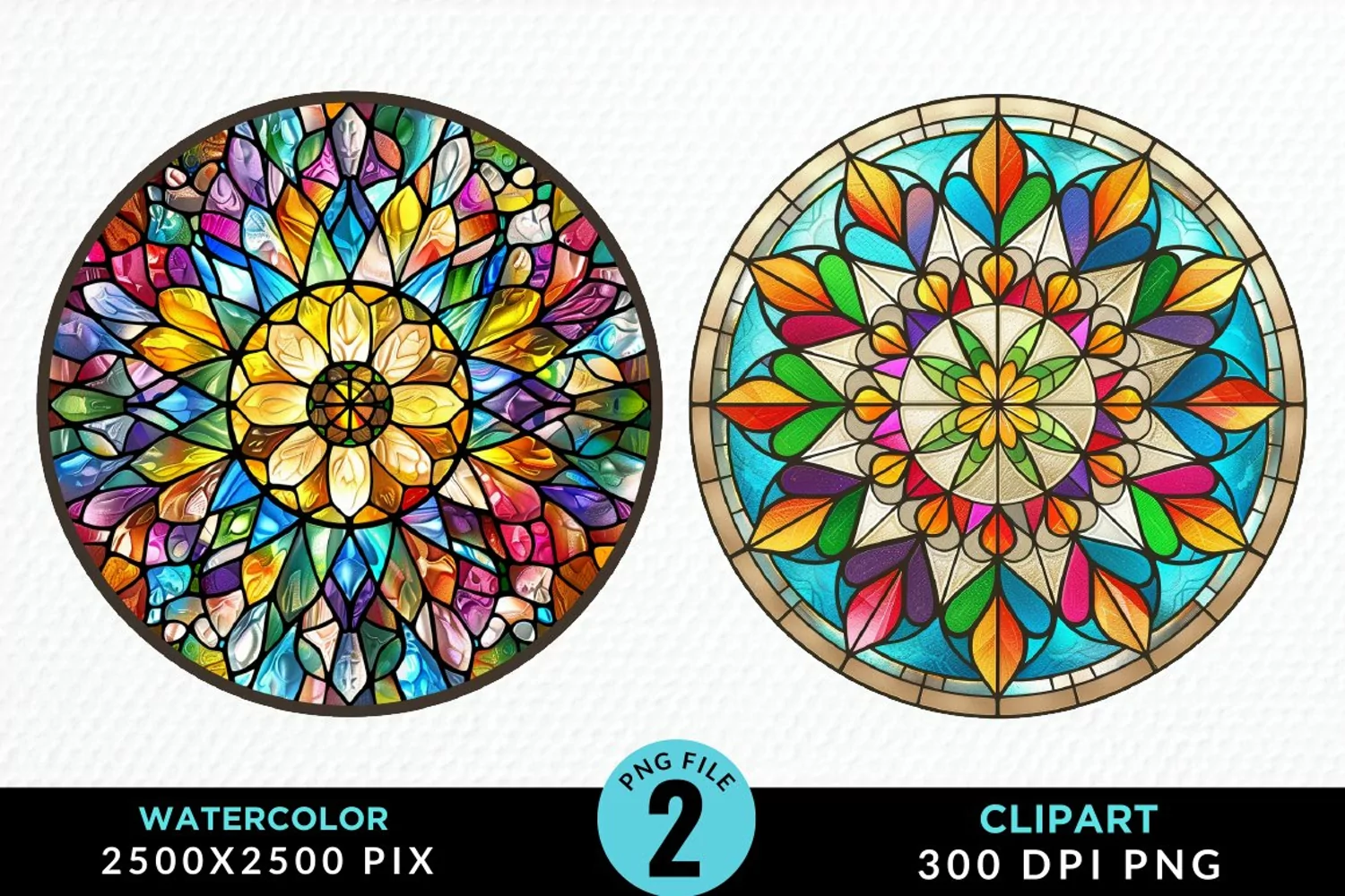 Stained Glass Christmas Graphic Clipart product image 1