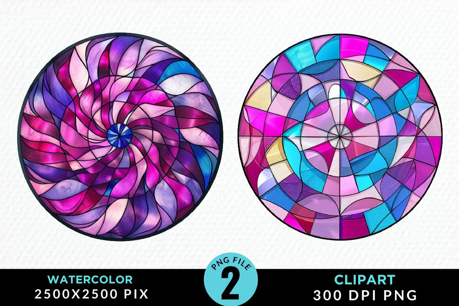 Stained Glass Christmas Graphic Clipart product image 1