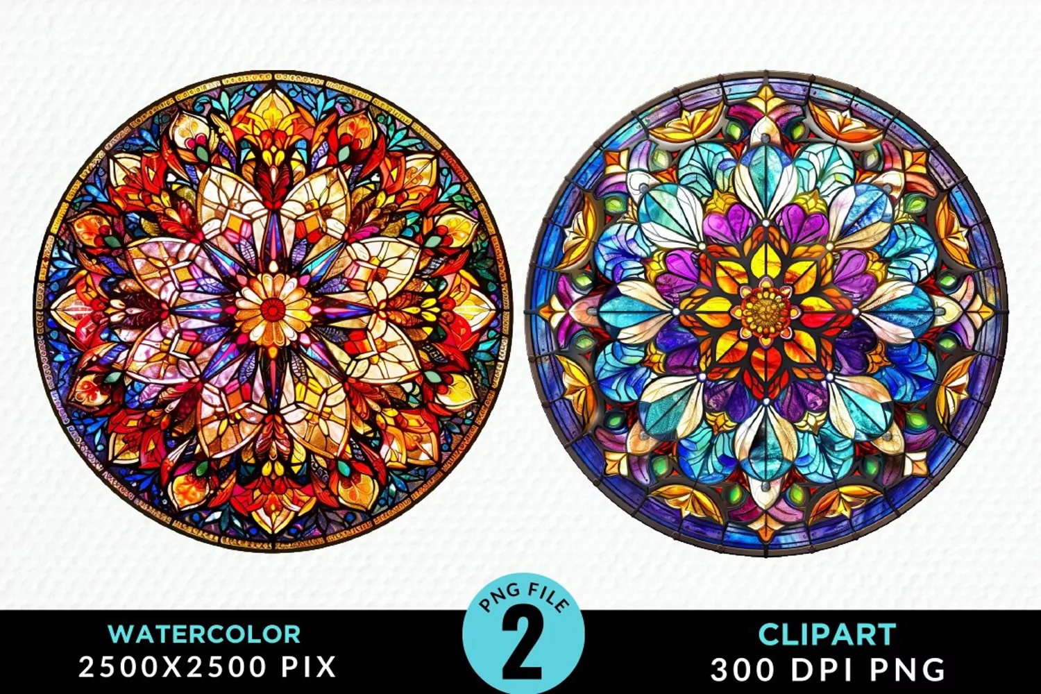 Stained Glass Christmas Illustration Clipart product image 1