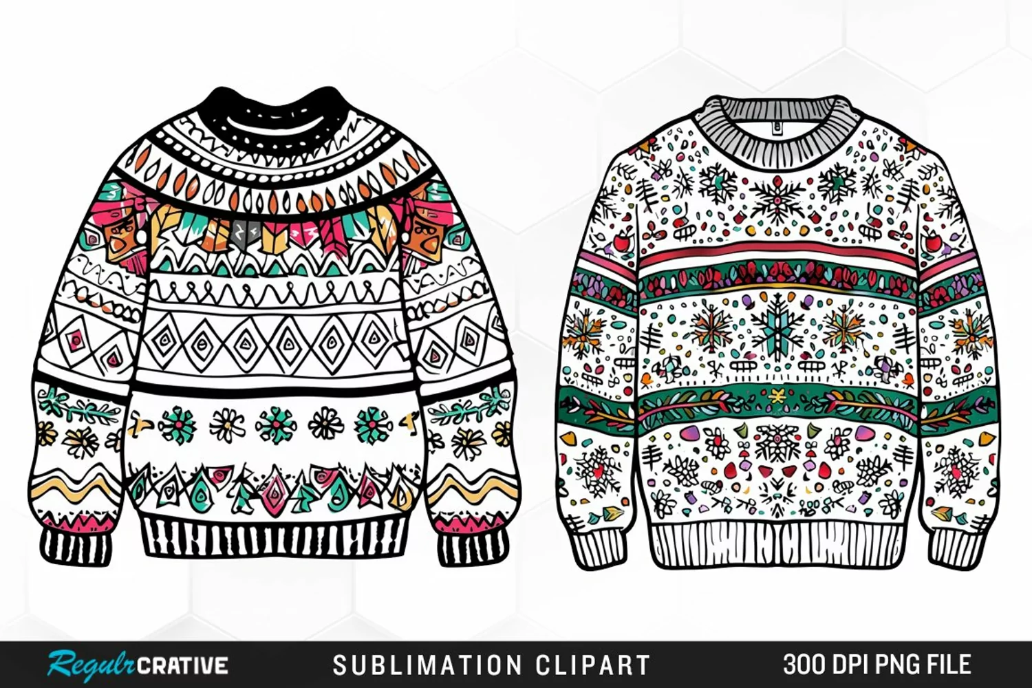 Watercolor Christmas Sweater Art Clipart product image 1