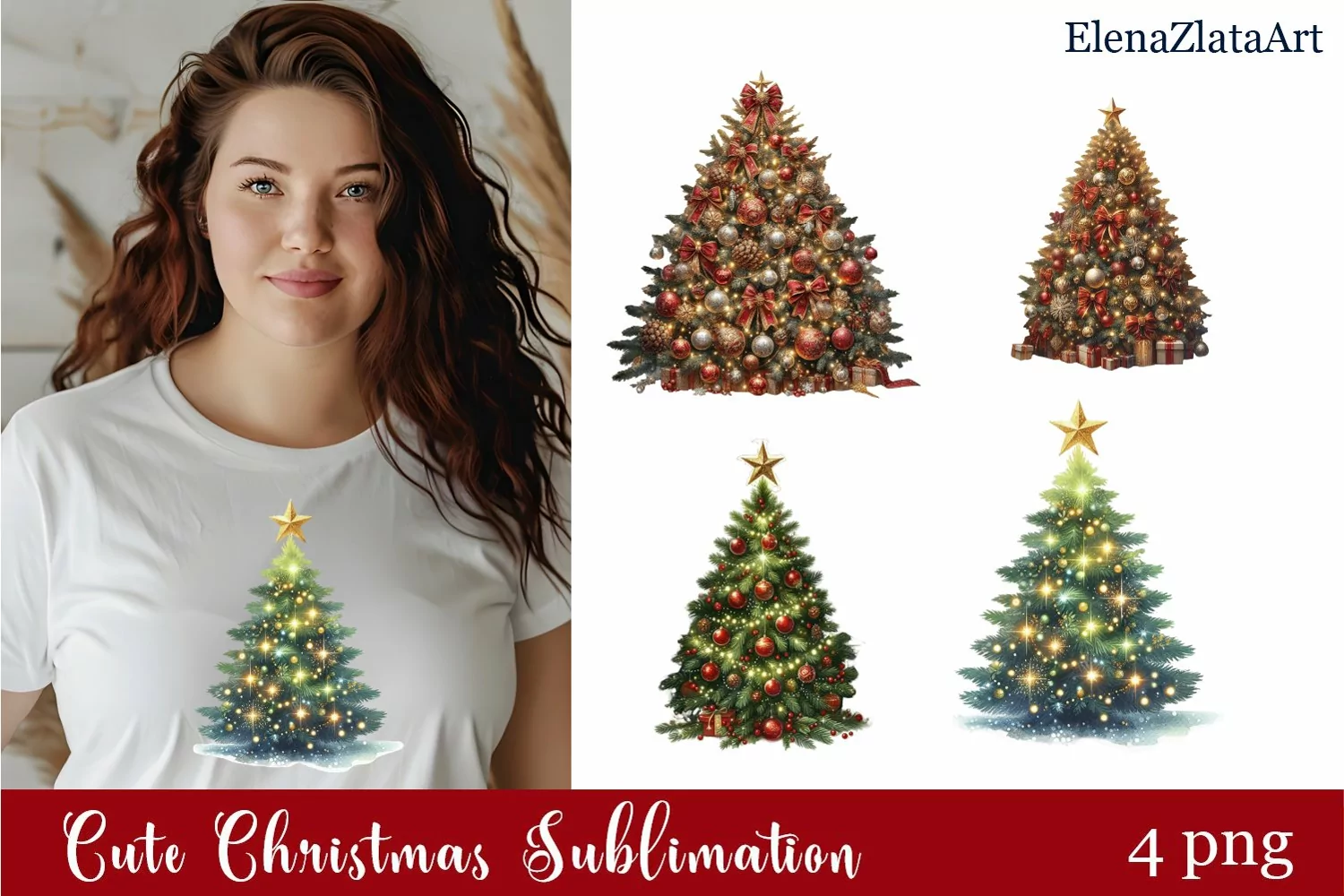 Watercolor Christmas Tree Clipart product image 1