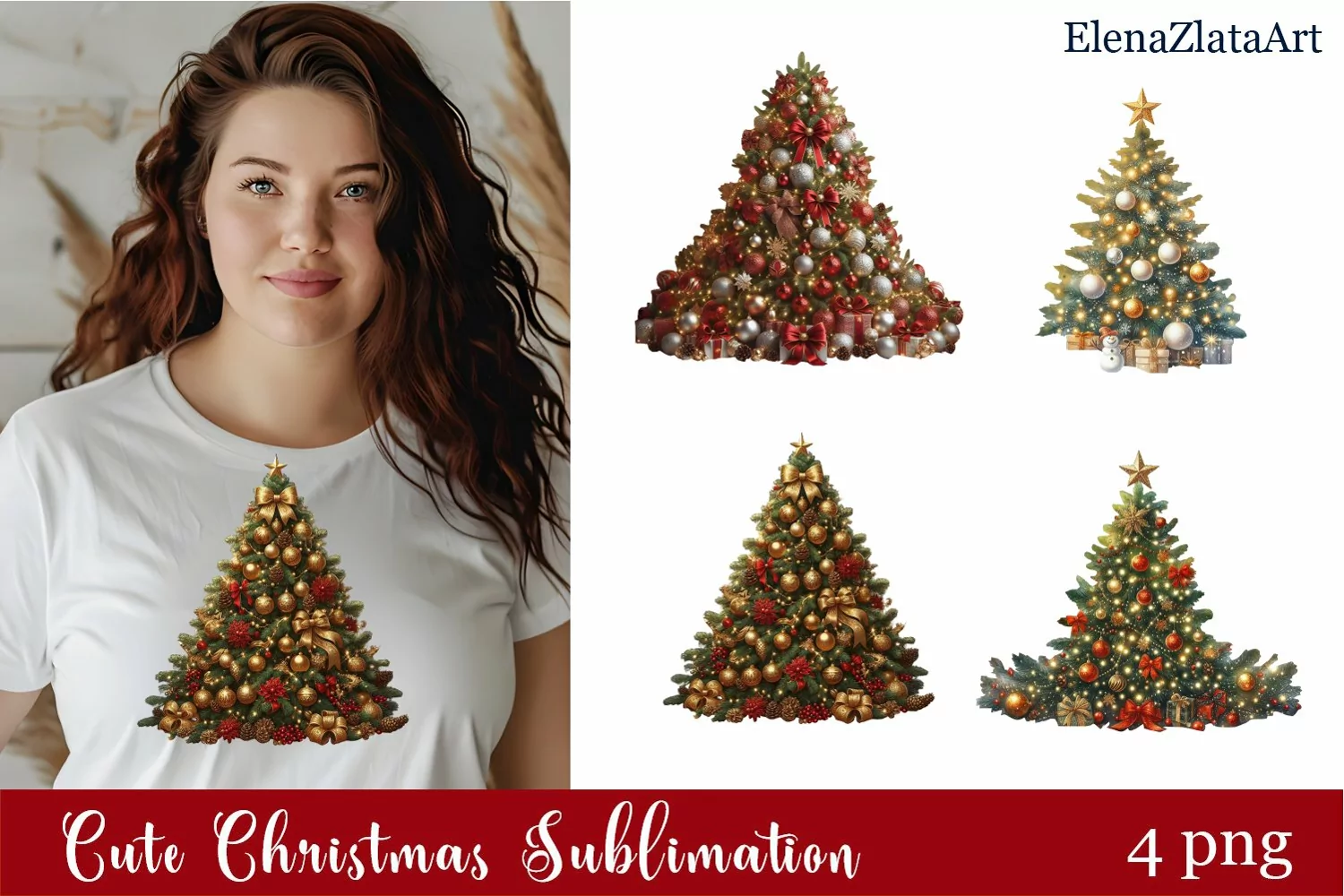 Watercolor Christmas Tree Clipart product image 1