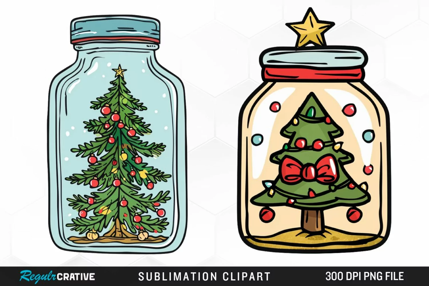 Watercolor Christmas Tree In A Jar Graphic Clipart product image 1