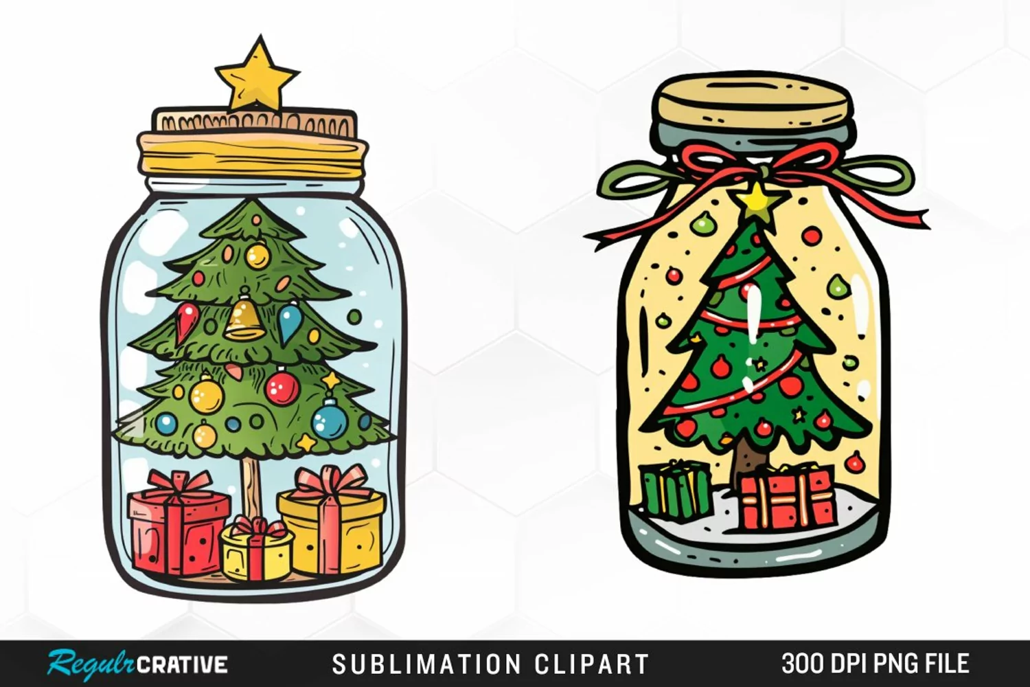 Watercolor Christmas Tree In A Jar Graphic Clipart product image 1