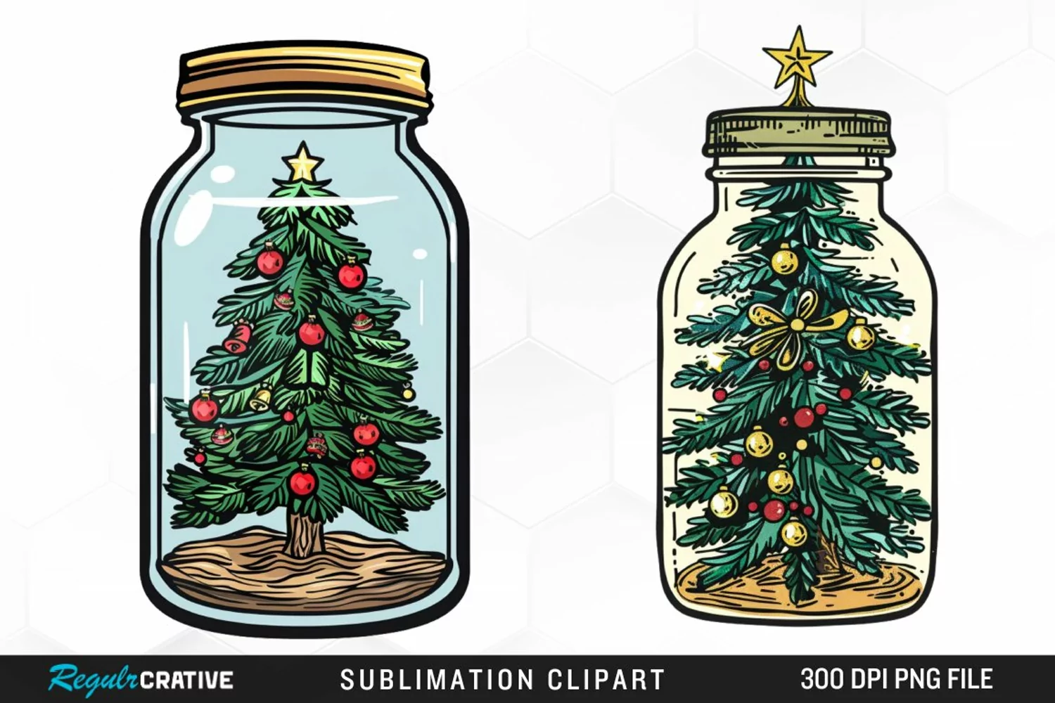 Watercolor Christmas Tree In A Jar Exquisite Clipart product image 1