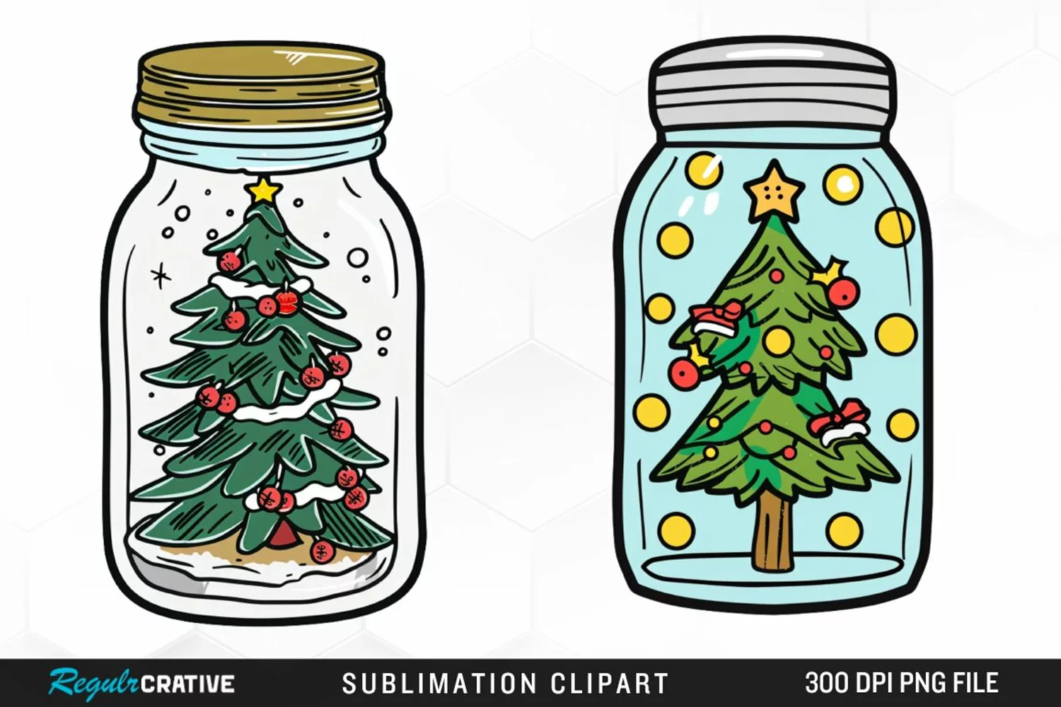 Watercolor Christmas Tree In A Jar Graphic Clipart product image 1