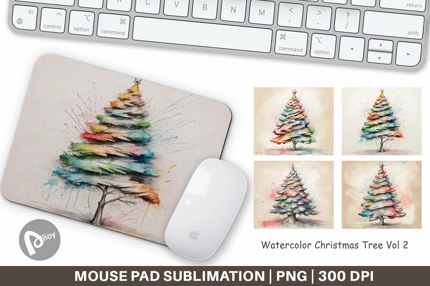 Mouse Pad Watercolor Christmas Tree product image 1