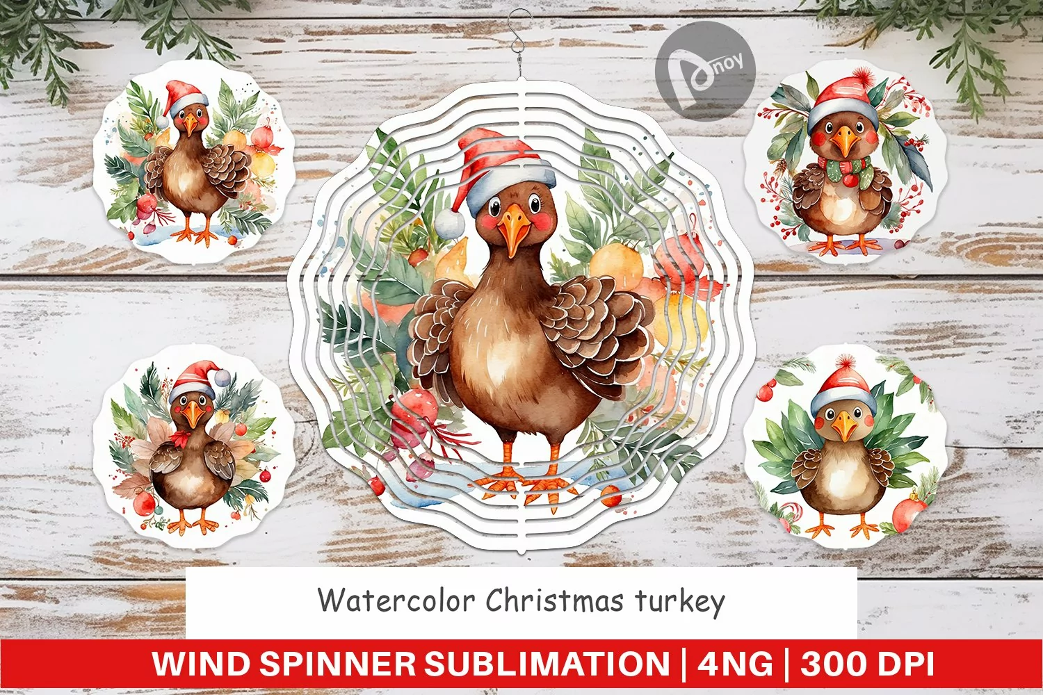 Wind Spinner Watercolor Christmas turkey product image 1