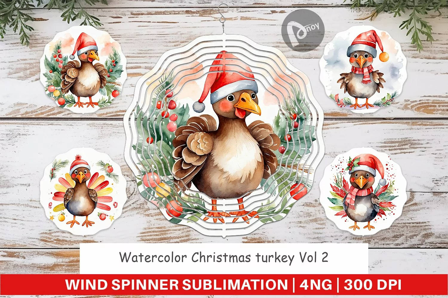 Wind Spinner Watercolor Christmas turkey product image 1