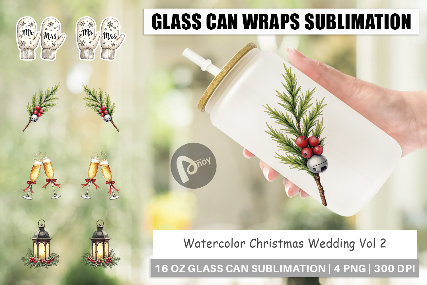 Christmas Wedding Glass Can product image 1