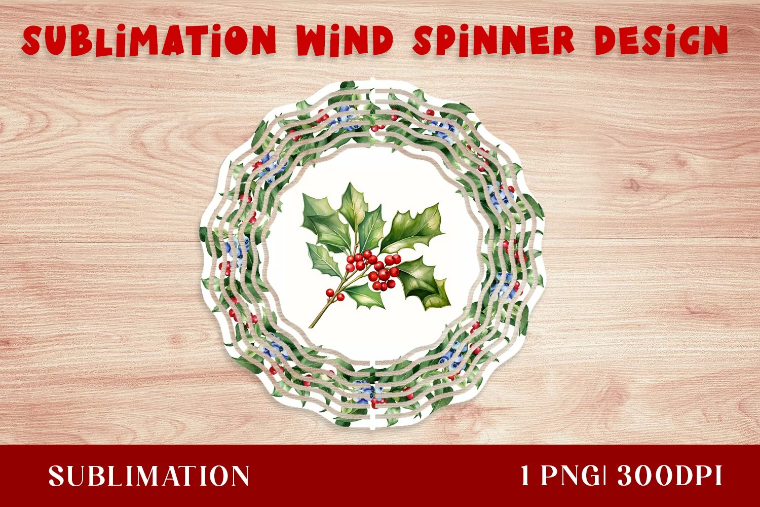 Watercolor Christmas Wind Spinner, Christmas Sublimation product image 1
