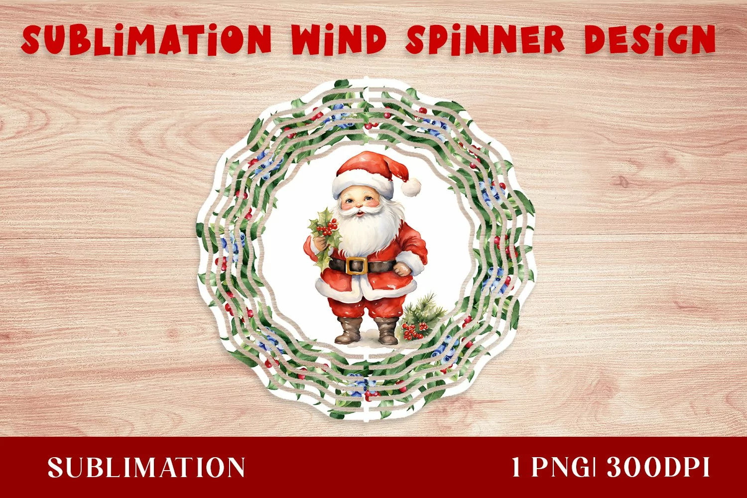 Santa Claus Wind Spinner sublimation PNG product image 1