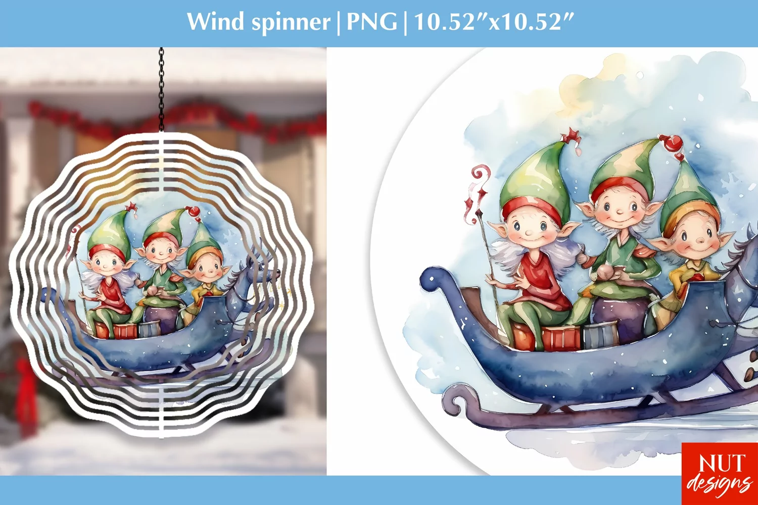 Christmas wind spinner Christmas elves wind spinner design product image 1
