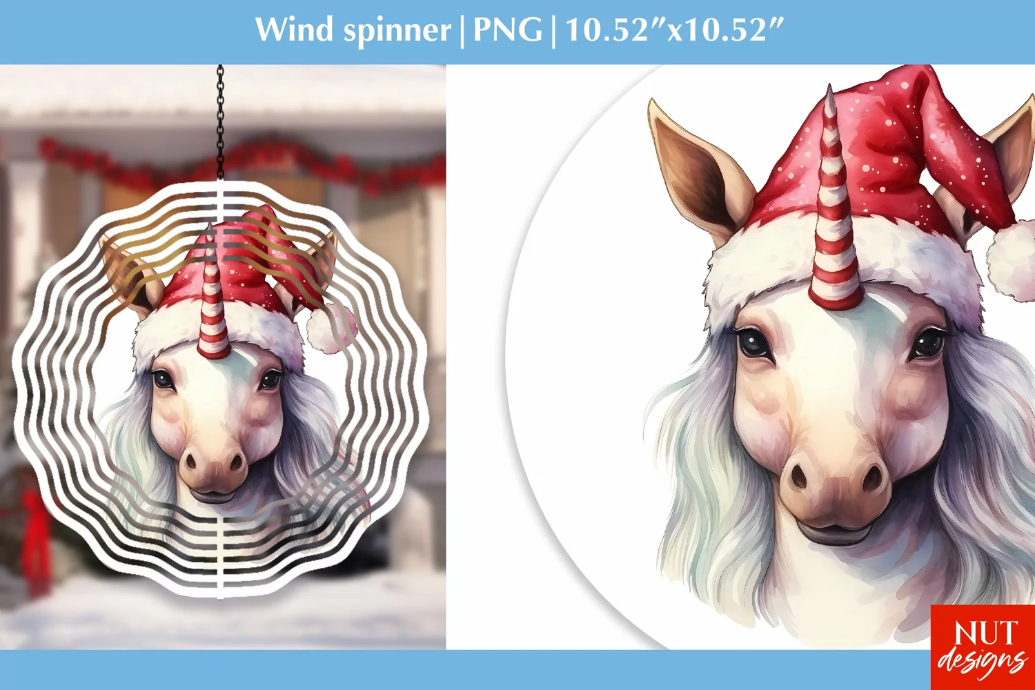 Christmas wind spinner Christmas Unicorn wind spinner design product image 1