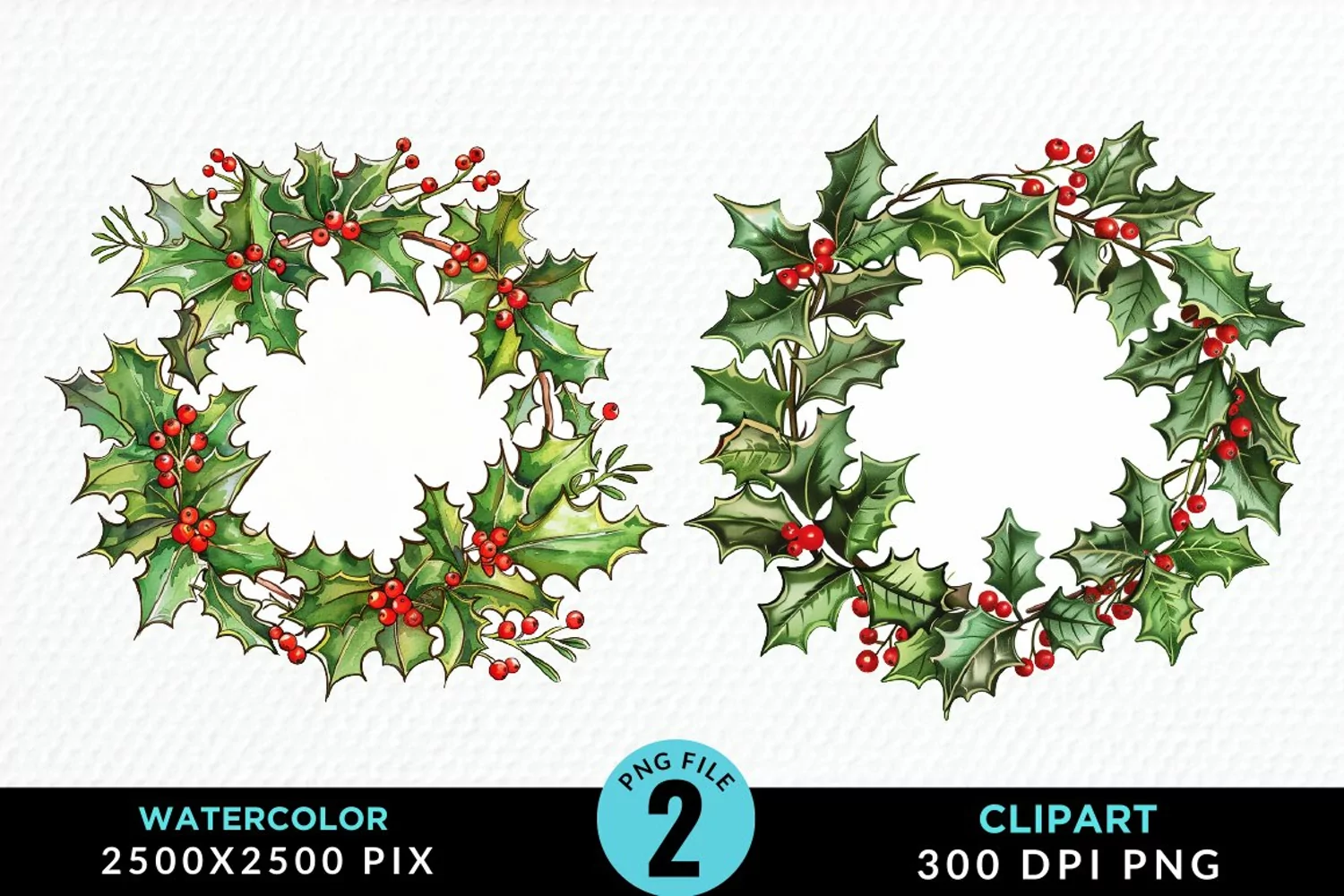 Watercolor Christmas Wreath Exquisite Clipart product image 1