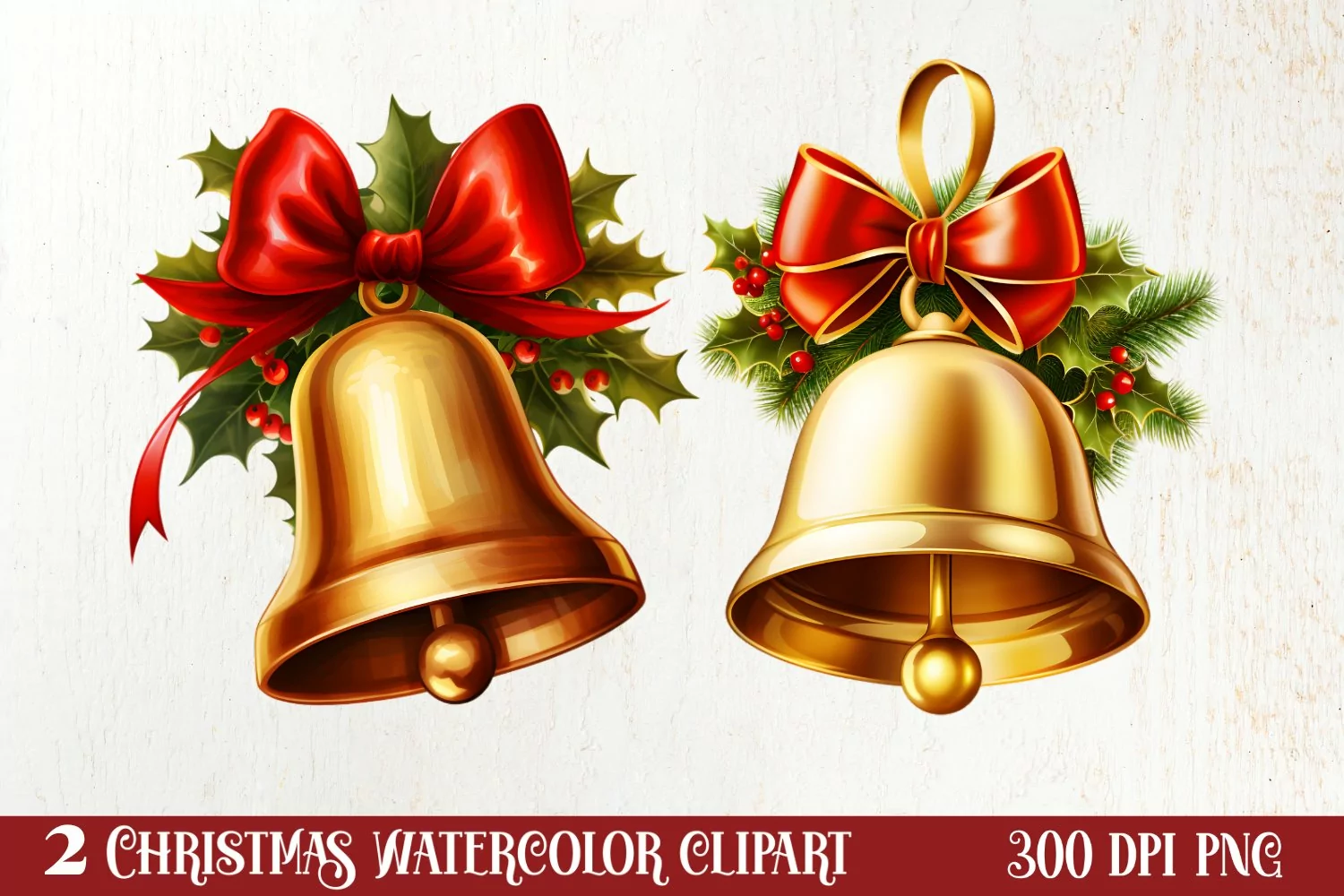 Watercolor Christmas Wreath Sublimation Clipart, Christmas S product image 1
