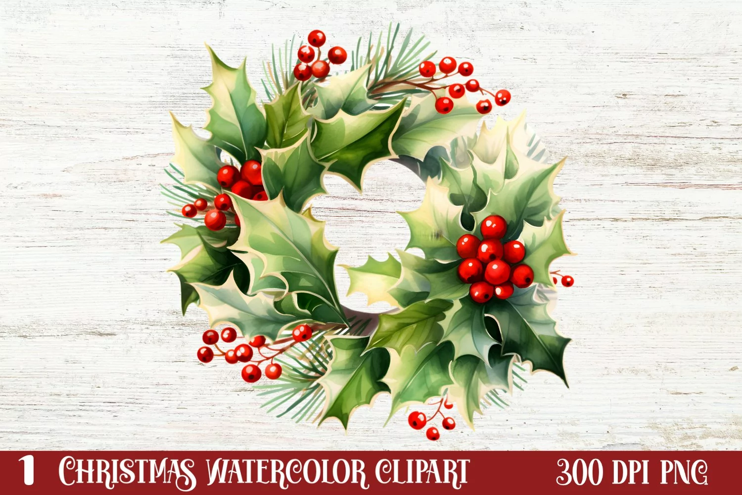 Christmas Wreath Clipart, Christmas Wreath Clipart product image 1