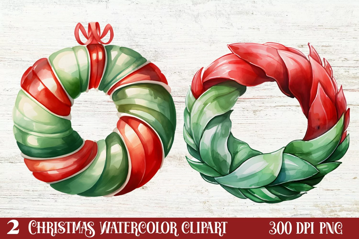 Christmas Wreath Clipart, Christmas Wreath Clipart product image 1