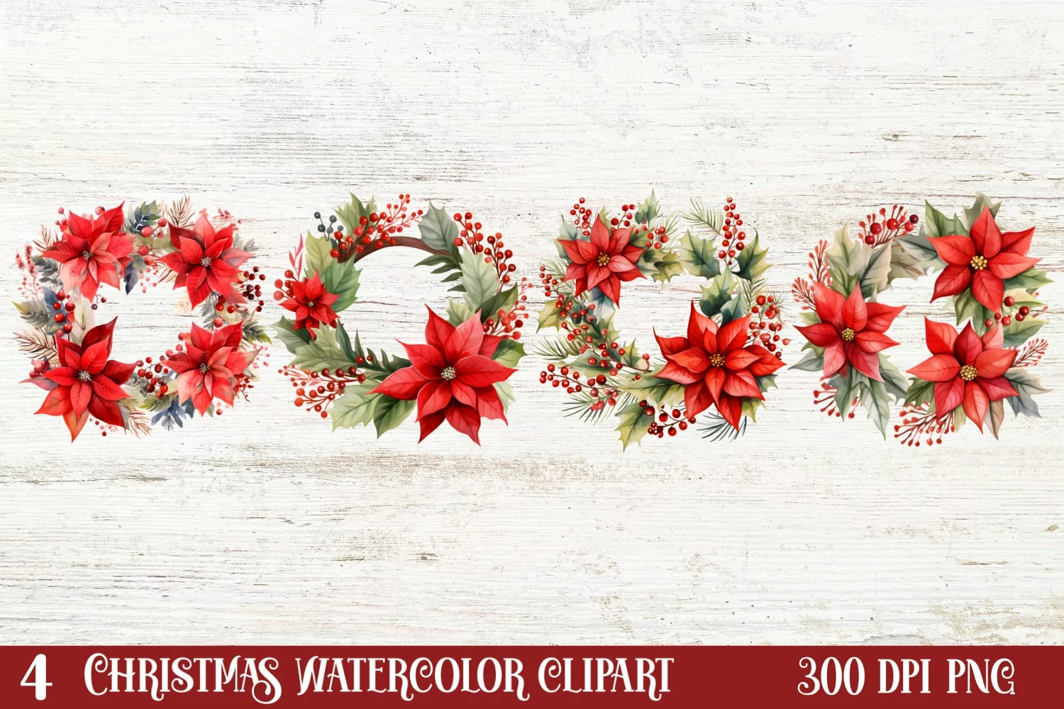Christmas Wreath Clipart, Christmas Wreath Clipart product image 1