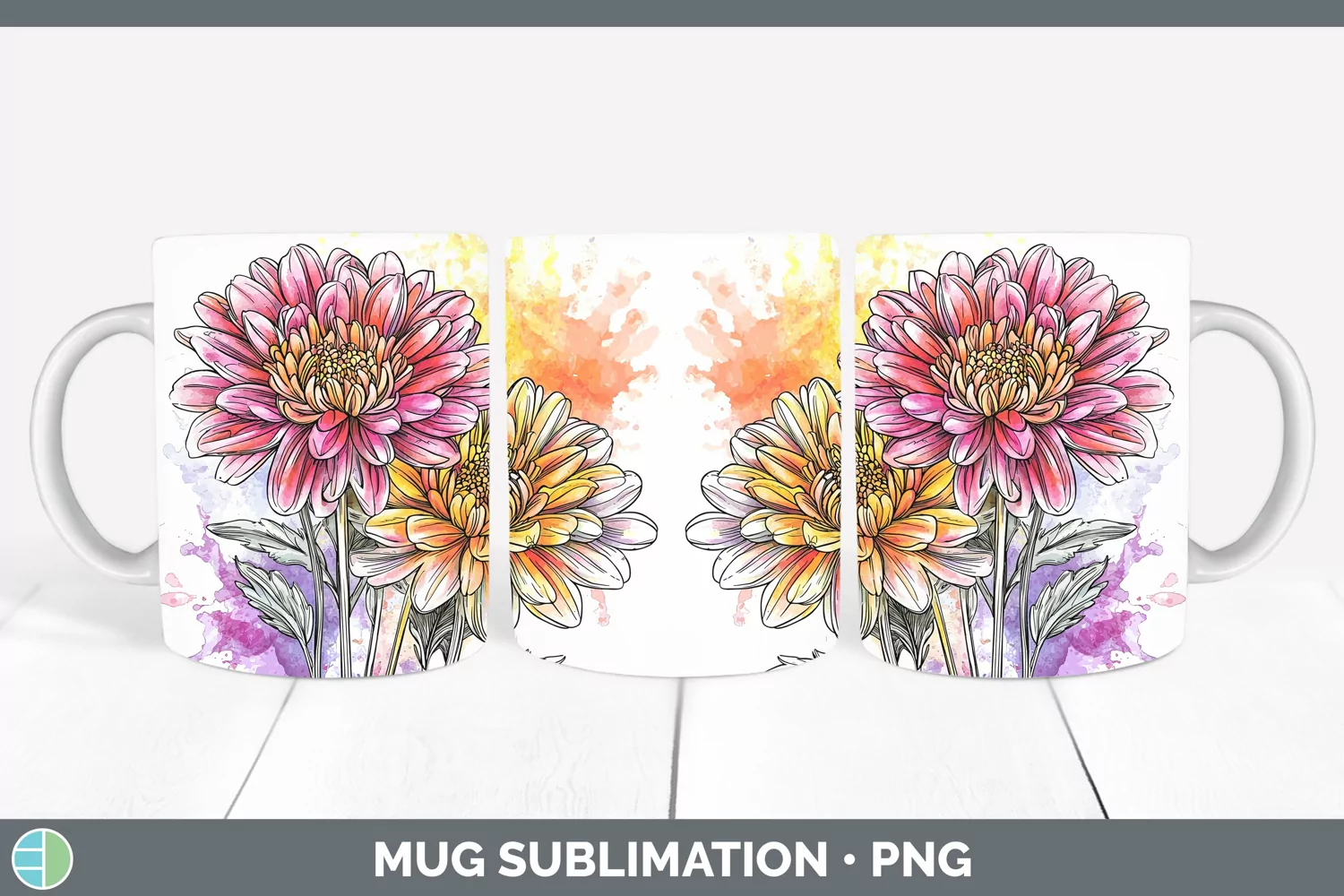 GorgeousWatercolor Mug Wrap design.