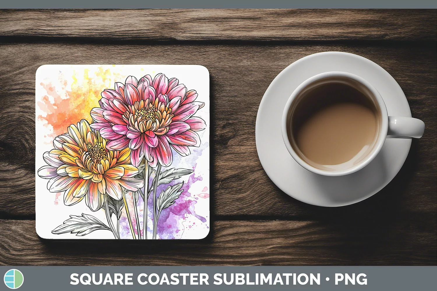 GorgeousWatercolor Square Coaster design.