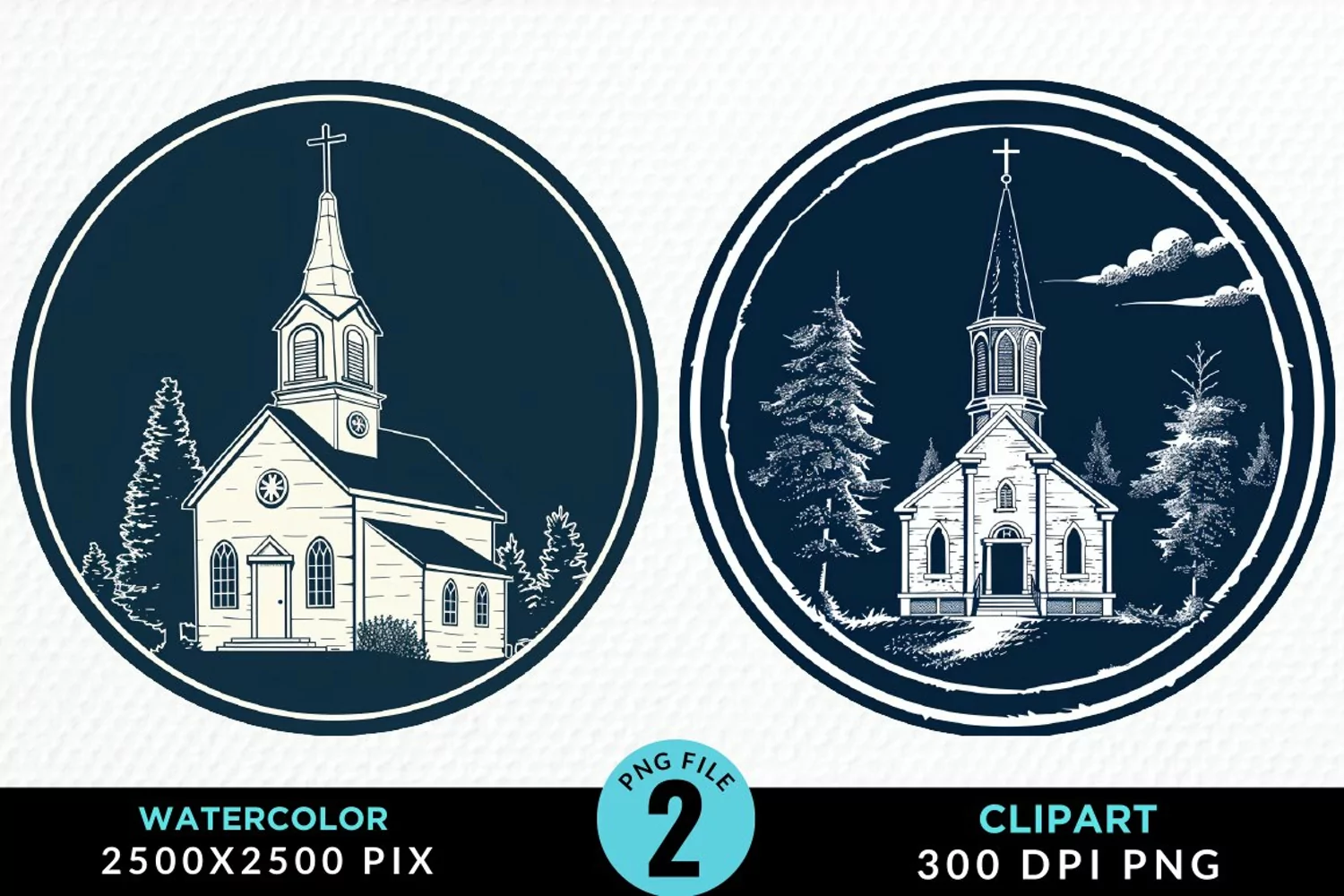Watercolor Church Exquisite Clipart product image 1