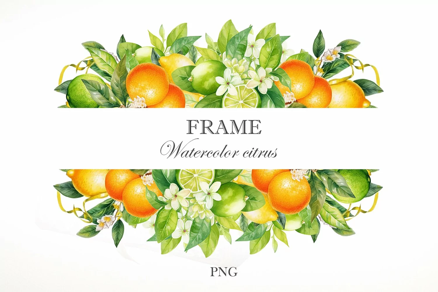 Watercolor citrus frame