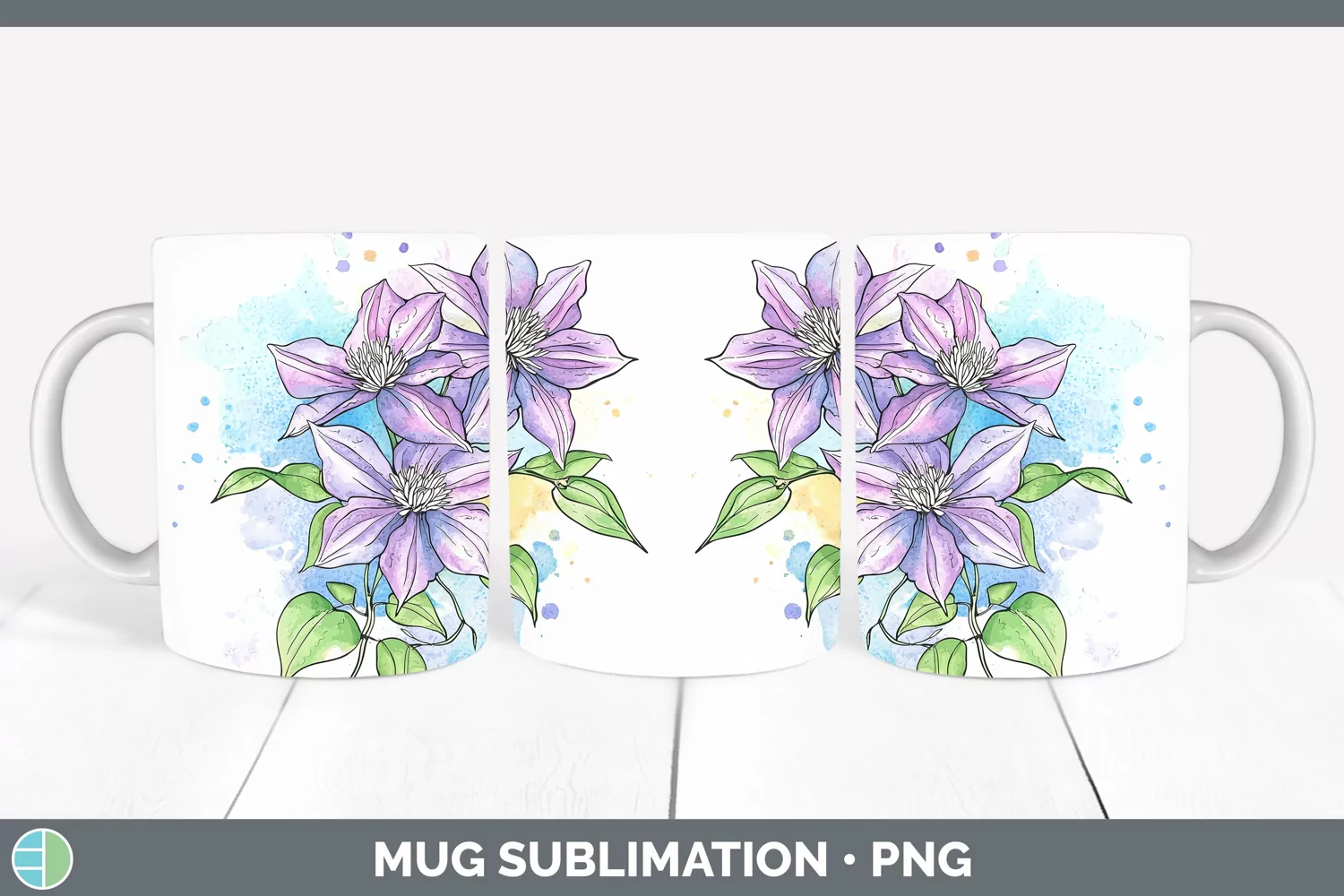 GorgeousWatercolor Mug Wrap design.