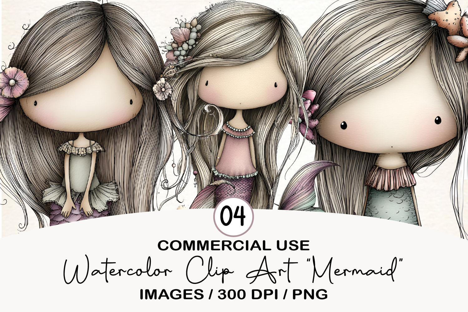 Watercolor Clip Art “Mermaid Sublimation product image 1
