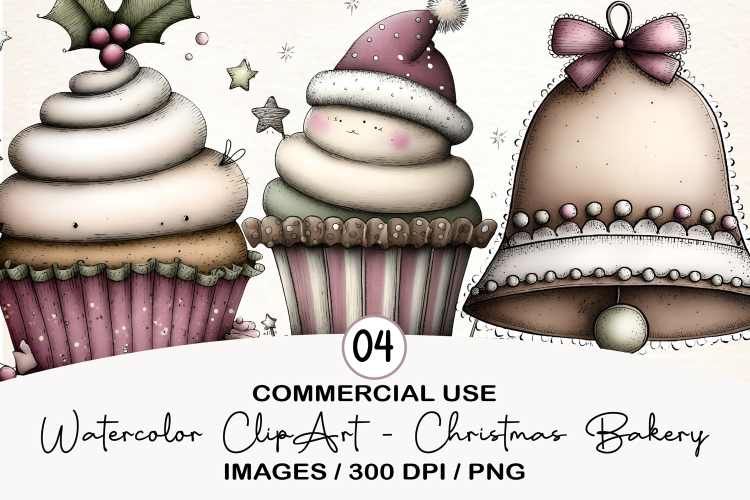 Watercolor ClipArt - Christmas Bakery product image 1