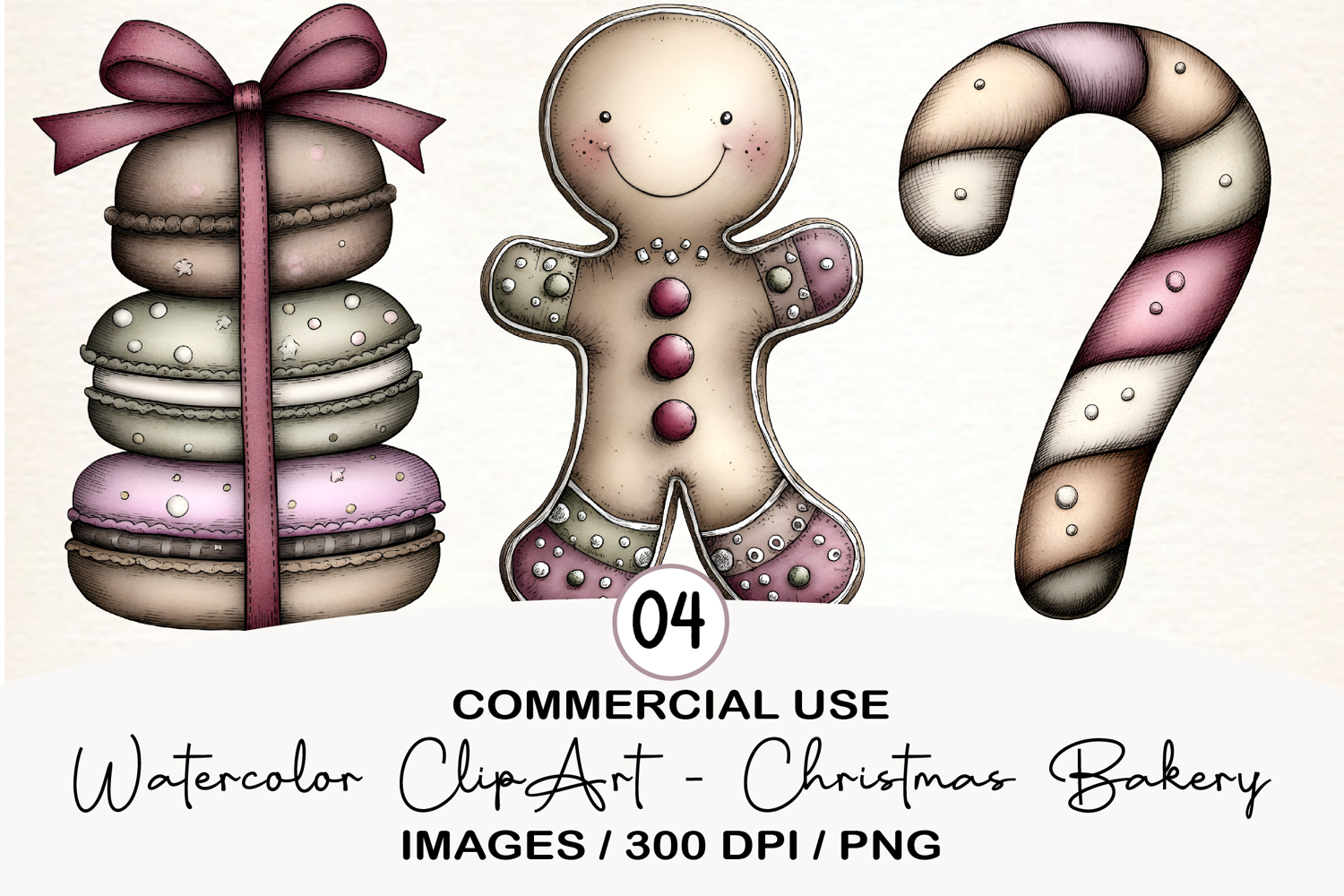 Watercolor ClipArt - Christmas Bakery PNG product image 1