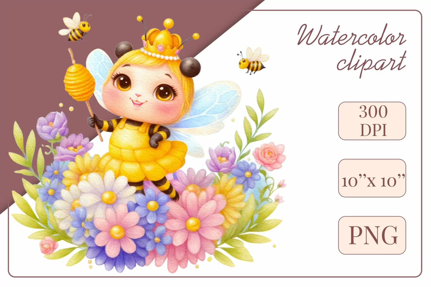Cute watercolor bee - perfect for your project! This gentle drawing will add playfulness and charm to your design. Use it for creating cards, web design, and much more