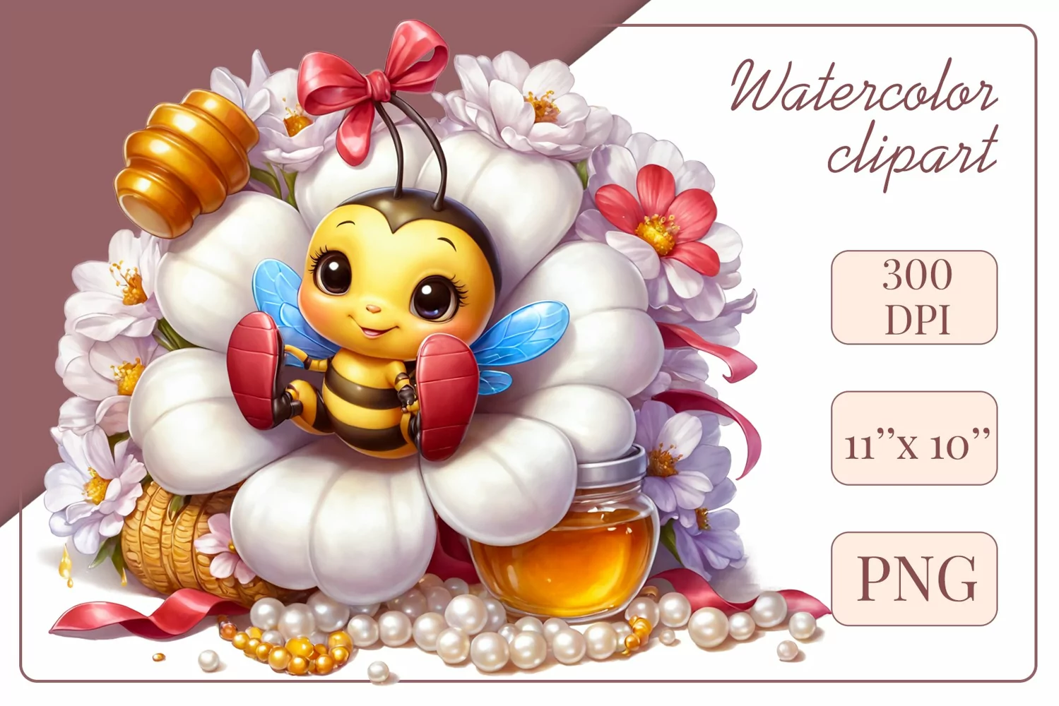Cute watercolor bee - perfect for your project! This gentle drawing will add playfulness and charm to your design. Use it for creating cards, baby showers, birthdays, web design, and much more. 