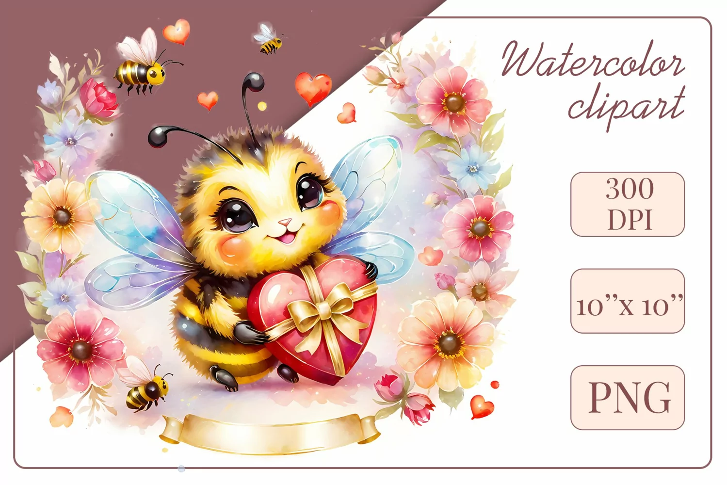 Cute watercolor bee - perfect for your project! This gentle drawing will add playfulness and charm to your design. Use it for creating cards, web design, and much more. #watercolorclipart #bee #drawing