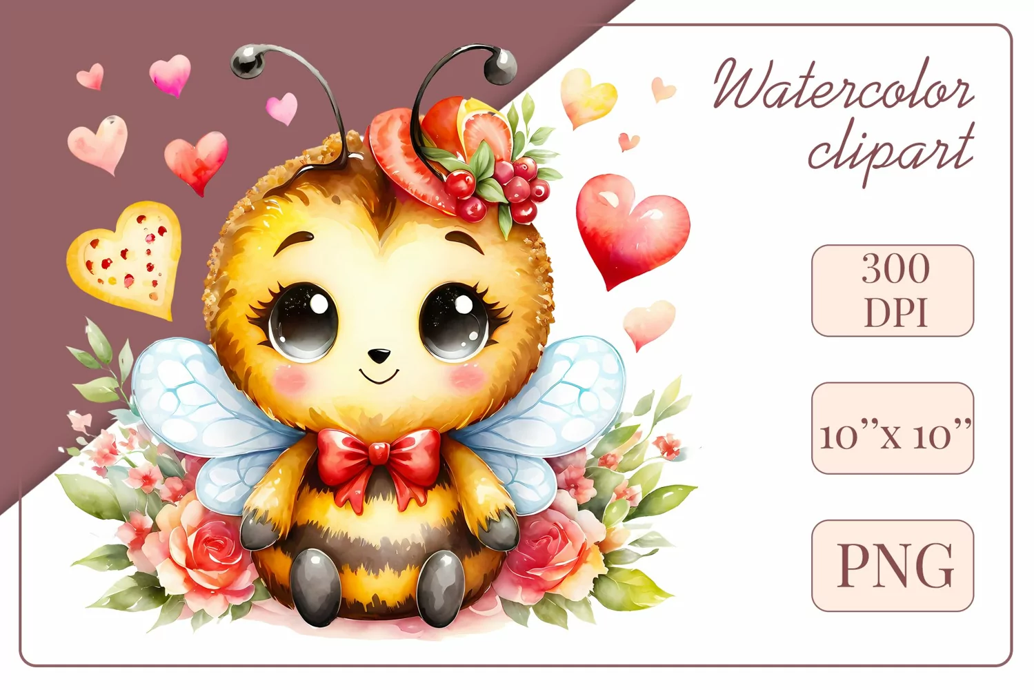 Cute watercolor bee - perfect for your project! This gentle drawing will add playfulness and charm to your design. Use it for creating cards, web design, and much more. #watercolorclipart #bee #drawing