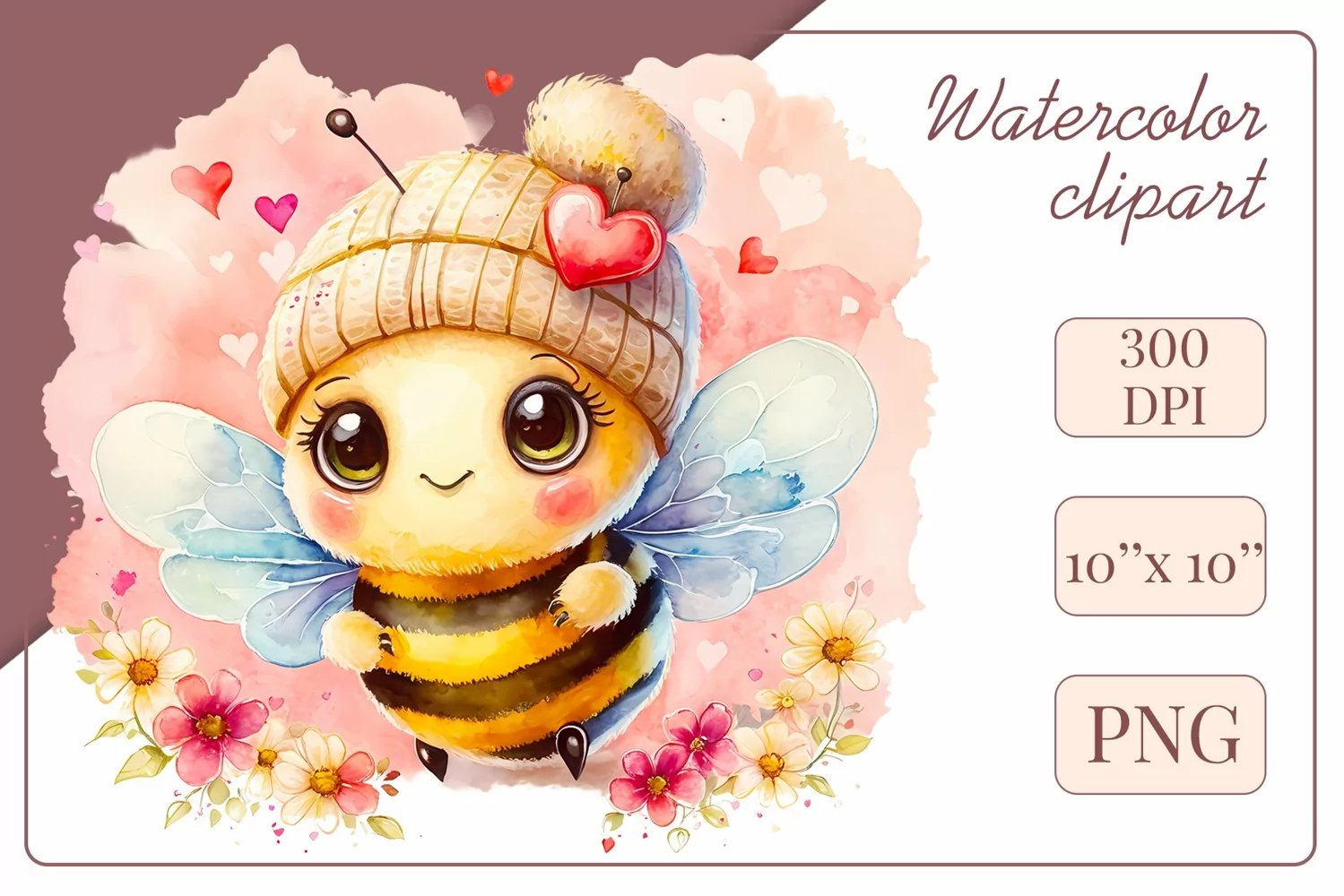 Cute watercolor bee - perfect for your project! This gentle drawing will add playfulness and charm to your design. Use it for creating cards, web design, and much more. #watercolorclipart #bee #drawing