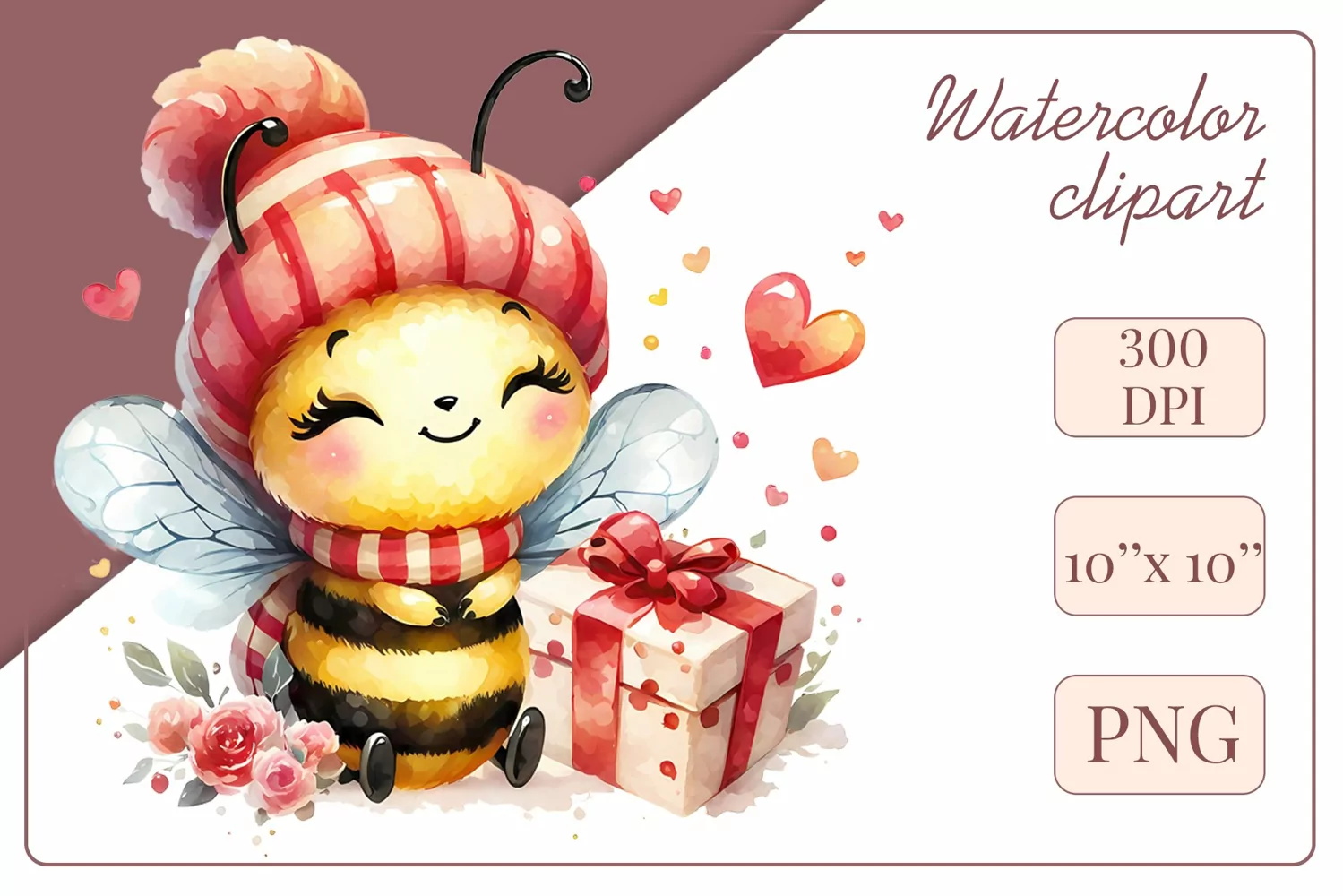 Cute watercolor bee - perfect for your project! This gentle drawing will add playfulness and charm to your design. Use it for creating cards, web design, and much more. #watercolorclipart #bee #drawing